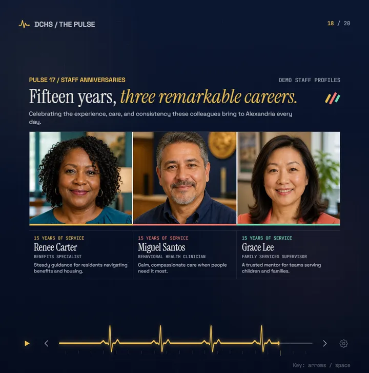 PULSE slide 18: Fifteen years, three remarkable careers.